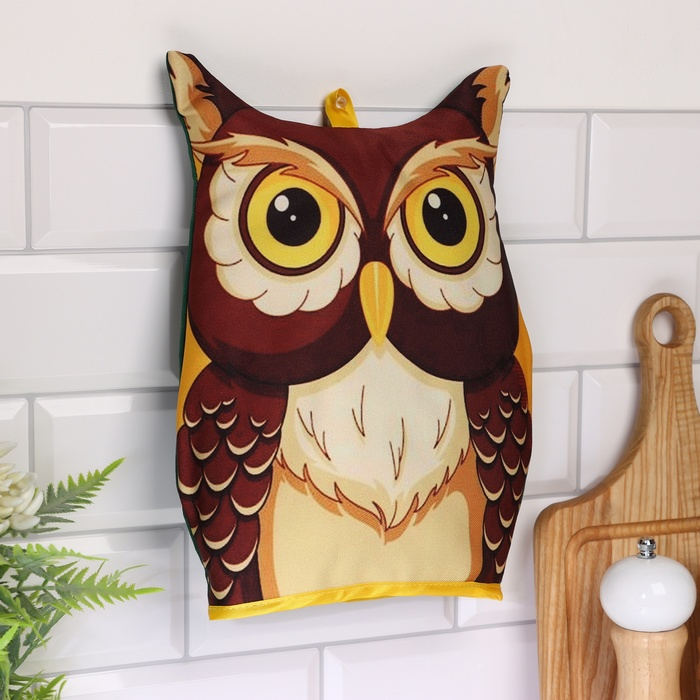 Грелка на френч - пресс &laquo;Сова&raquo;, коричневая, 30х22 см