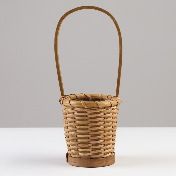 Корзина плетеная, 10,5 x 7 x 10/25,5 см, коричневая, ротанг