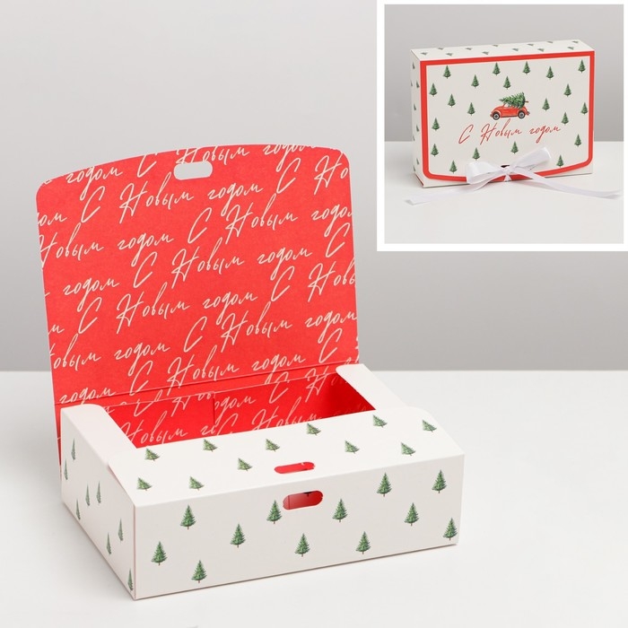 Коробка подарочная новогодняя складная двухсторонняя &laquo;С новым годом&raquo;, 16.5 х 12.5 х 5 см, Новый год