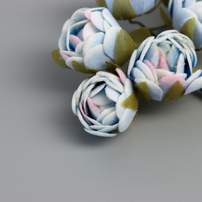 Декор для творчества Декор для творчества "Пионы" бело-голубой (1 набор=1 букет) в букете 6 шт 2,5х10,5 см