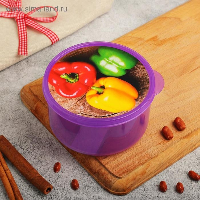 Ланч-бокс круглый FoodVibes &laquo;Перчики&raquo;, 500 мл