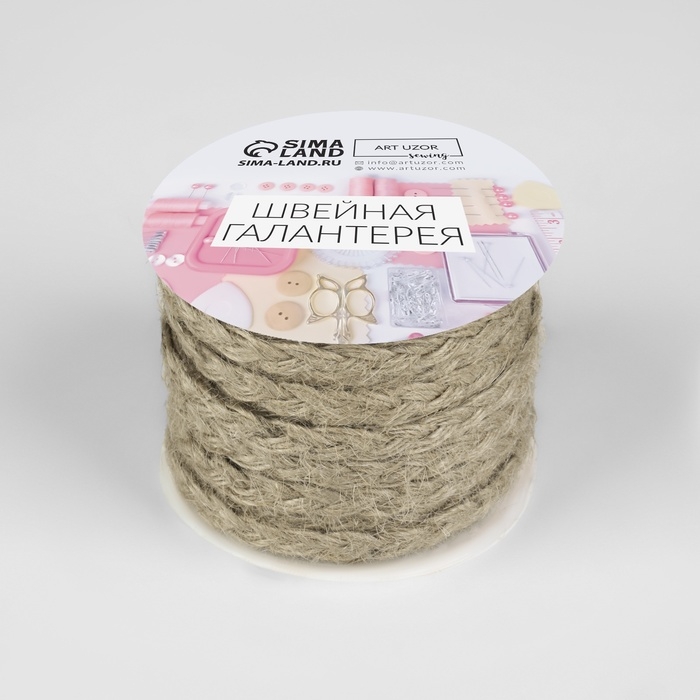 Тесьма декоративная холщовая «Косичка», 6 мм, 9 ± 0,5 м, цвет бежевый Тесьма декоративная холщовая «Косичка», 6 мм, 9 ± 0,5 м, цвет бежевый