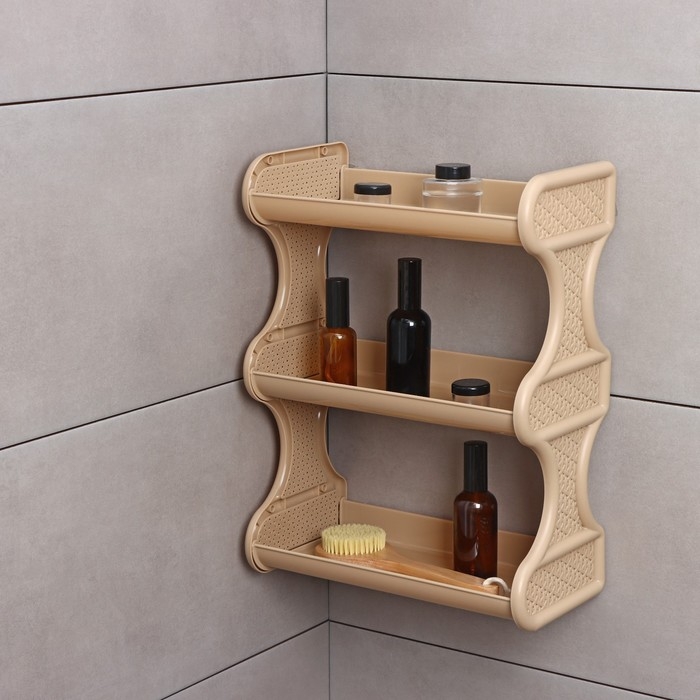 Полка для ванной комнаты Rattan, 3-х ярусная, 32×17×41,8 см, цвет морской песок Полка для ванной комнаты Rattan, 3-х ярусная, 32×17×41,8 см, цвет морской песок