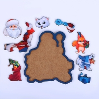 Головоломка деревянная на новый год  &laquo;Новый год! Дедушка Мороз и зверята&raquo;