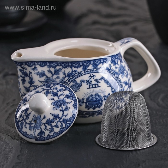 Чайник керамический заварочный &laquo;Восточная мудрость&raquo;, 200 мл, 14&times;9,5&times;8 см, цвет синий