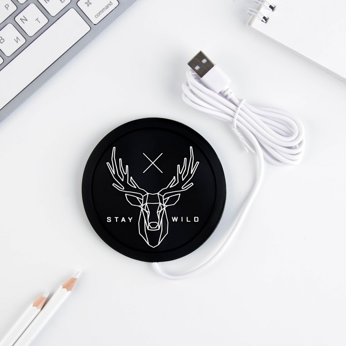 Подставка для кружки USB &laquo;Stay wild&raquo;, подогреватель, 10 &times; 10 см