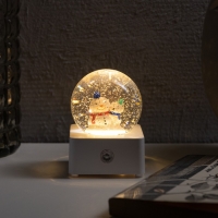 Светодиодная фигура &laquo;Шар со снеговиком и медведем&raquo; 10 &times; 14.3 &times; 10 см, пластик, USB, свечение тёплое белое