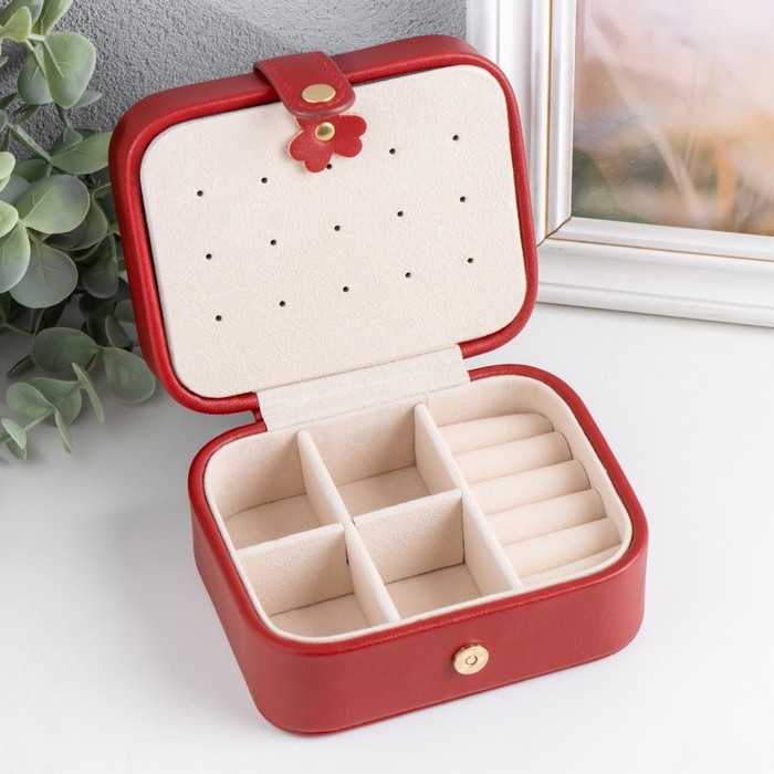 Шкатулка кожзам для украшений Шкатулка кожзам для украшений "Стёганая матовая" бордовая 12х10х6,3 см