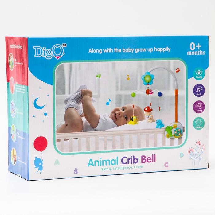 Мобиль музыкальный на кроватку &laquo;Зверята&raquo; с ночником, работает от батареек