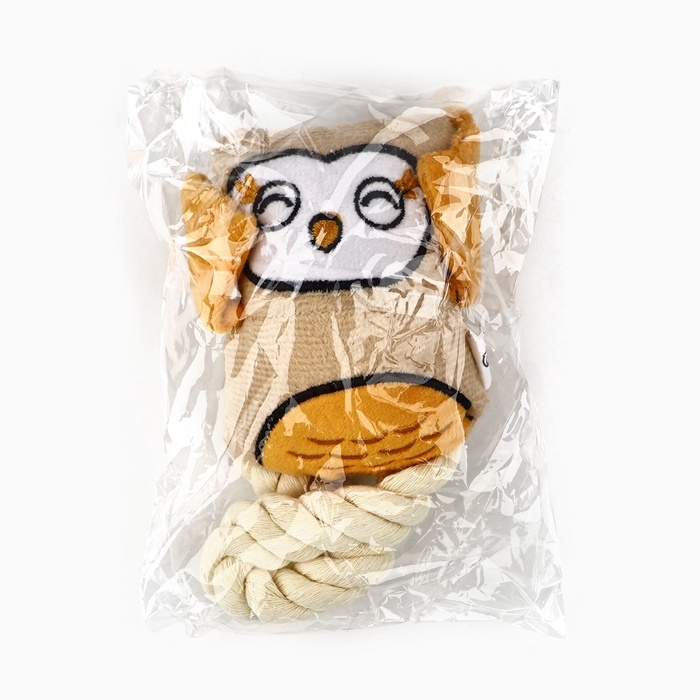 Игрушка для собак с канатом &laquo;Сова&raquo;, 20 х 15 см, бежевый