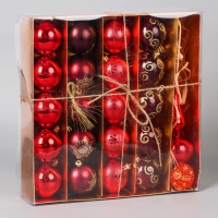 Набор шаров пластик с верхушкой 21 шт "Новогодний" (20 шаров d-6 см, верхушка) красный Набор шаров пластик с верхушкой 21 шт "Новогодний" (20 шаров d-6 см, верхушка) красный