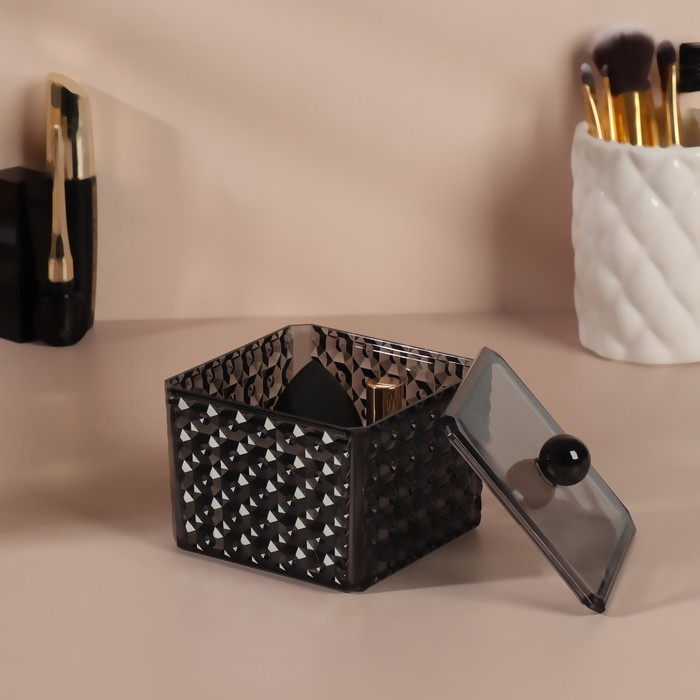 Органайзер для хранения «Black Secret», с крышкой, 9,5 × 9,5 × 7 см, цвет чёрный Органайзер для хранения «Black Secret», с крышкой, 9,5 × 9,5 × 7 см, цвет чёрный