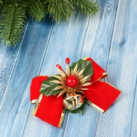 Украшение ёлочное "Зимнее чудо" (набор 3 шт) бантик цветок, 11х6,5 см, красный