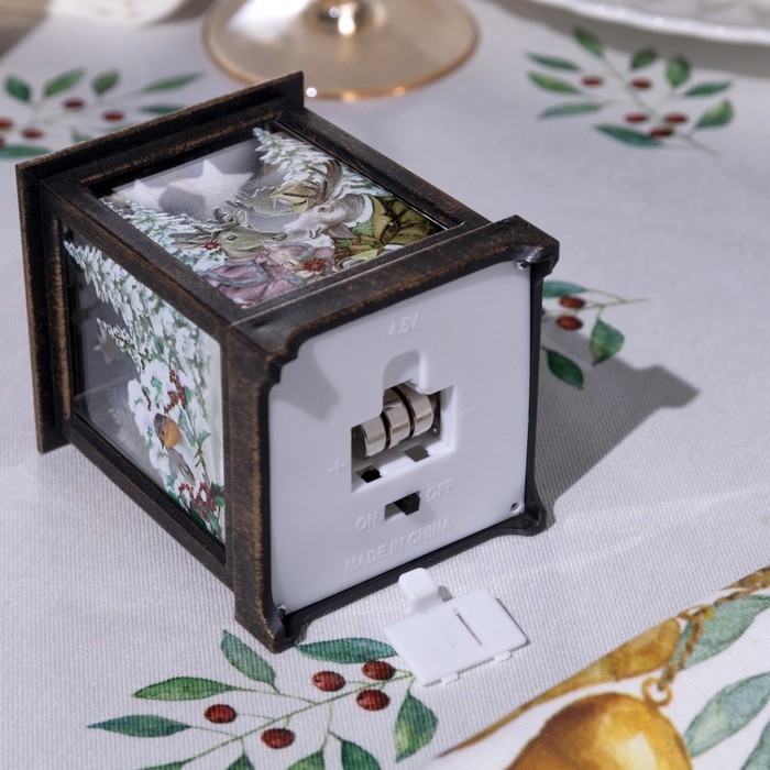 Светодиодная фигура &laquo;Бронзовый фонарь с лосём и косулей&raquo; 6.3 &times; 12 &times; 6.3 см, пластик, батарейки AG13х3 (в комплекте), свечение тёплое белое