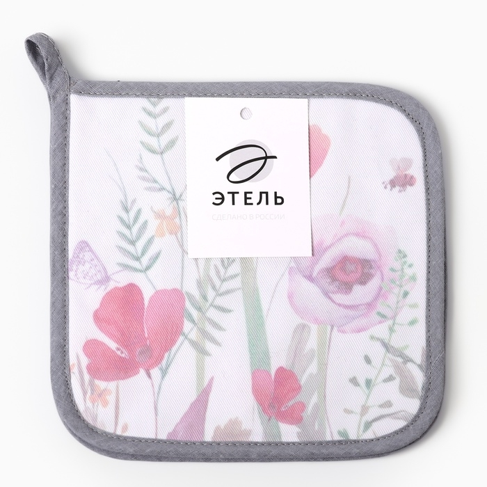 Набор прихваток Этель "Маки" 2 шт, 19х19см,саржа,100% х/л,ватин 250г/м2