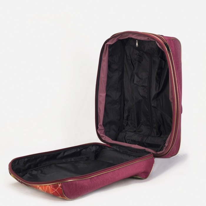 Чемодан малый 20" с сумкой, отдел на молнии, наружный карман, с расширением, цвет бордовый
