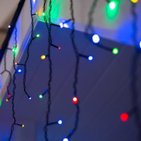 Гирлянда &laquo;Бахрома&raquo; 4 &times; 0.6 м, IP44, тёмная нить, 180 LED, свечение мульти, 8 режимов, 220 В