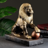 Копилка "Лев с шаром" черно-золотой, 32х15х35см Копилка "Лев с шаром" черно-золотой, 32х15х35см