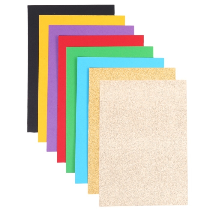 Картон цветной с блёстками, А4, 8 листов, 8 цветов, немелованный, двусторонний, в папке, 250 г/м&sup2;, Холодное сердце