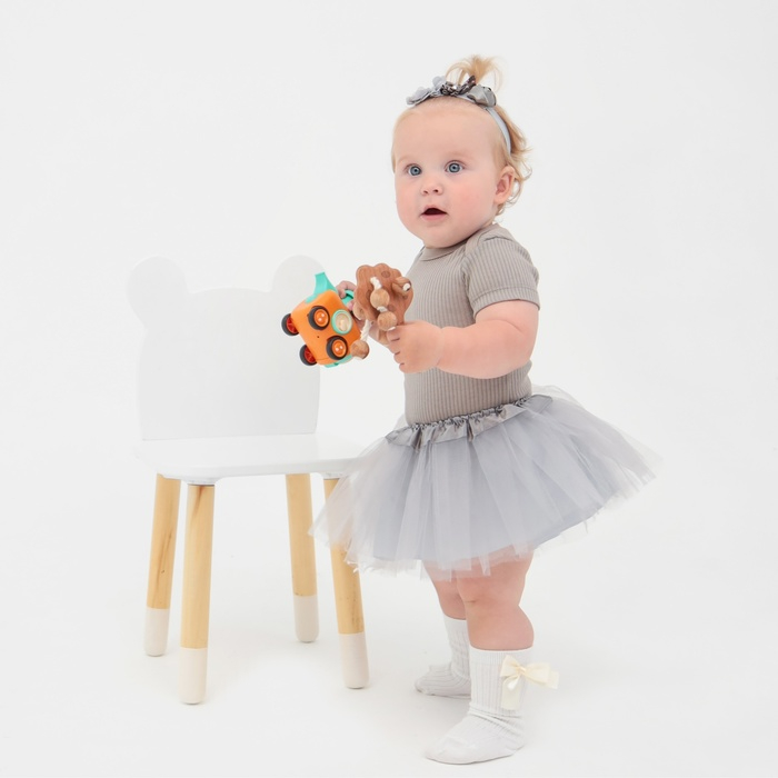 Набор Крошка Я «Цветочек» юбка и повязка на голову 3-18 мес, серый Набор Крошка Я «Цветочек» юбка и повязка на голову 3-18 мес, серый