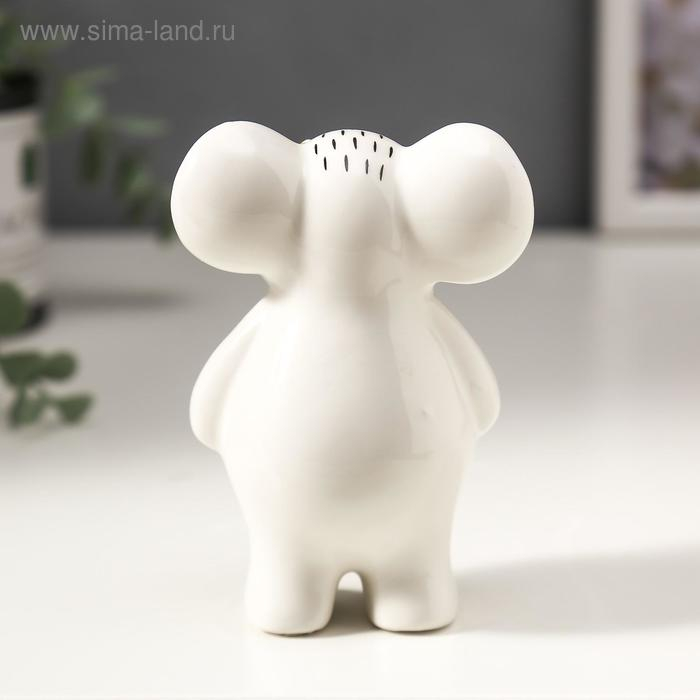 Сувенир керамика "Слонёнок в очках" бело-чёрный с золотом 10х5х7 см