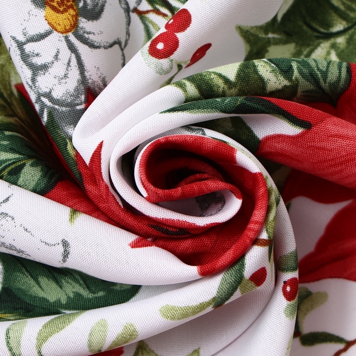 Комплект штор Доляна "Рождественские цветы" 145х180см-2шт. с подхватами, 100% п/э, 140гр/м2