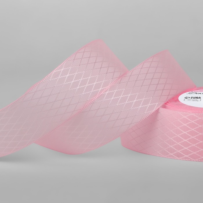 Лента декоративная &laquo;Ромбы&raquo;, 25 мм &times; 9,1 &plusmn; 0,5 м, цвет розовый