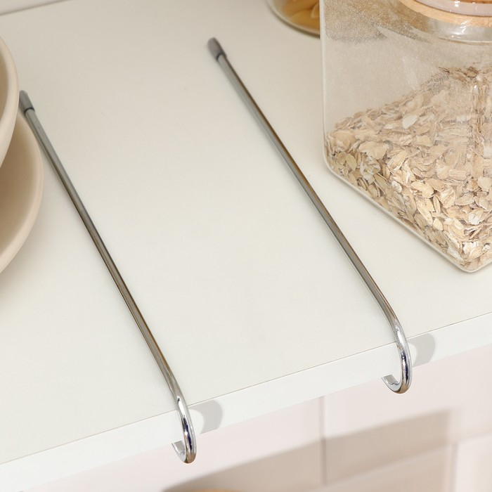 Держатель для кружек подвесной на 8 предметов Доляна, 27,5×20×7,5 см, на толщину полки 3,5 см, цвет хром Держатель для кружек подвесной на 8 предметов Доляна, 27,5×20×7,5 см, на толщину полки 3,5 см, цвет хром