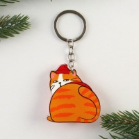 Брелок новогодний, для ключей, мялка &laquo;Кот - Новый год&raquo; 4,8 х 11,4 см