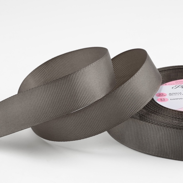 Лента репсовая, 25 мм, 23 &plusmn; 1 м, цвет серый №107