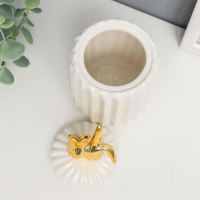 Шкатулка керамика "Золотые зайчики" белая, гофре 15,5х7х7 см Шкатулка керамика "Золотые зайчики" белая, гофре 15,5х7х7 см