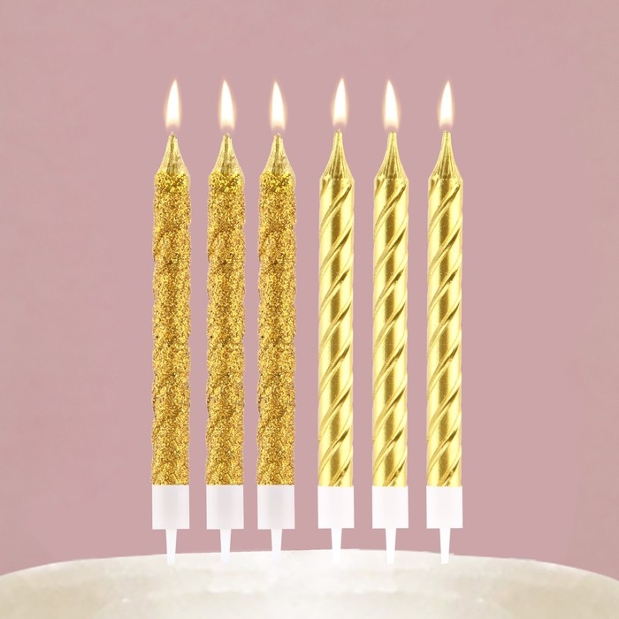 Свечи для торта, &laquo;С днем рождения&raquo;, 6 шт., 7,5 х 0,5 см