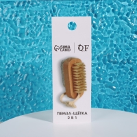 Пемза для педикюра с щёткой, с подвесом, натуральная щетина, 9,5 × 4 см, в коробке, цвет бежевый Пемза для педикюра с щёткой, с подвесом, натуральная щетина, 9,5 × 4 см, в коробке, цвет бежевый