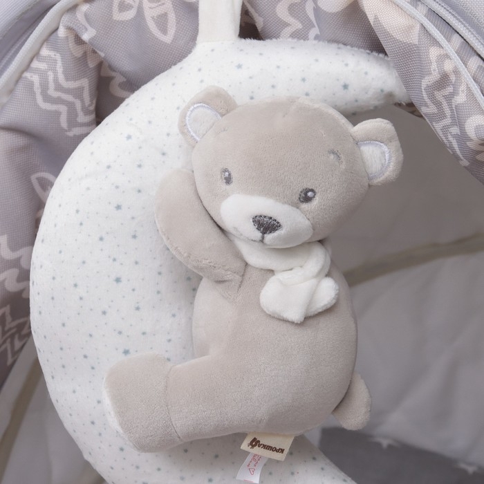 Подвеска музыкальная &laquo;Серый мишка&raquo;, заводная, с погремушкой, на кроватку, коляску, Крошка Я