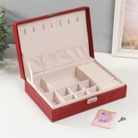 Шкатулка кожзам для украшений "Красная" комбинированная 26,7х18,5х7,5 см Шкатулка кожзам для украшений "Красная" комбинированная 26,7х18,5х7,5 см