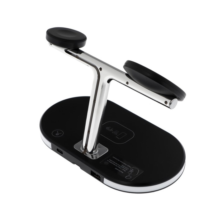 Беспроводная зарядная станция 3 в 1 LCC-83, 15 Вт, MagSafe, с подставкой, подсветка, черная Беспроводная зарядная станция 3 в 1 LCC-83, 15 Вт, MagSafe, с подставкой, подсветка, черная