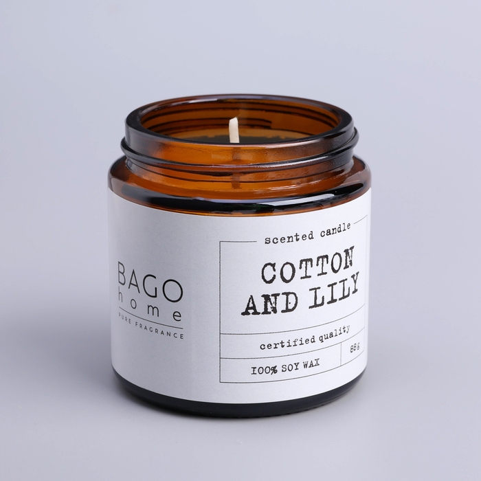 Свеча ароматическая в банке Свеча ароматическая в банке "Хлопок и лилия", совый воск, 88 г