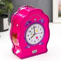 Копилка металл "Будильник" с замком и ключами МИКС 16х12х6 см