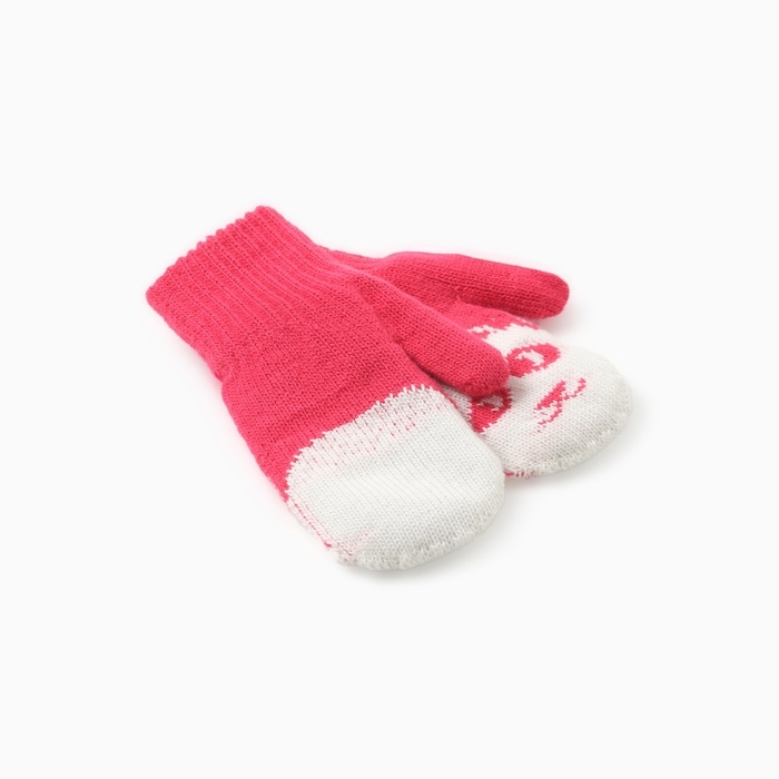 Варежки двойные детские Варежки двойные детские "Мишка", цвет малиновый, р-р 14