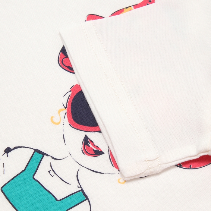 Комплект для девочки "Девочка" (футболка/шорты), цвет молочный/бирюзовый, рост 104-110 см