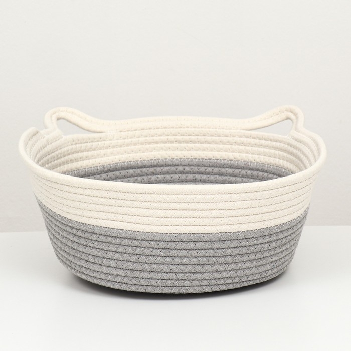 Экологичный лежак для животных (хлобчатобумажный), 40 х 30 х 15 см, вес до 15 кг, бело-серый