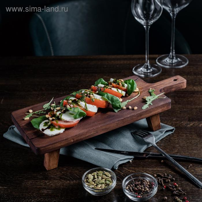 Доска разделочная, для подачи на ножках из натурального кедра Mаgistrо, 38&times;10,5&times;6,5 см, с ручкой, цвет шоколадный