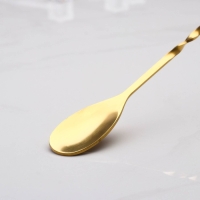 Ложка барная из нержавеющей стали с вилкой, длина 32,5 см, цвет золотой Ложка барная из нержавеющей стали с вилкой, длина 32,5 см, цвет золотой