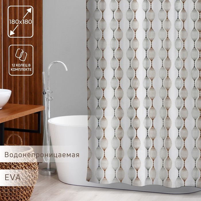 Штора для ванны Доляна &laquo;Капли&raquo;, 180&times;180 см, EVA
