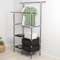 Вешалка - стойка напольная для одежды Доляна, 2 перекладины, 2 ящика, 120&times;43&times;169 см, цвет чёрный