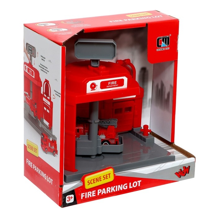 Парковка &laquo;Пожарная&raquo;, с подъёмом, машинка опускается с кнопки, звонит колокол, МИКС