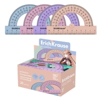 Транспортир 10 см 180&deg;, ErichKrause "Manga", пластик, непрозрачный, коробка-дисплей, МИКС