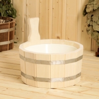 Шайка деревянная, 5 л, круглая, ЛИПА, пластиковая вставка FT Шайка деревянная, 5 л, круглая, ЛИПА, пластиковая вставка FT