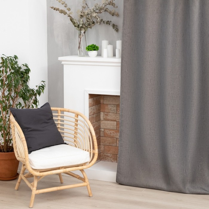 Штора портьерная Этель &laquo;Классика&raquo;, цвет тёмно бежевый, на шторной ленте, 145х265 см, 100% п/э