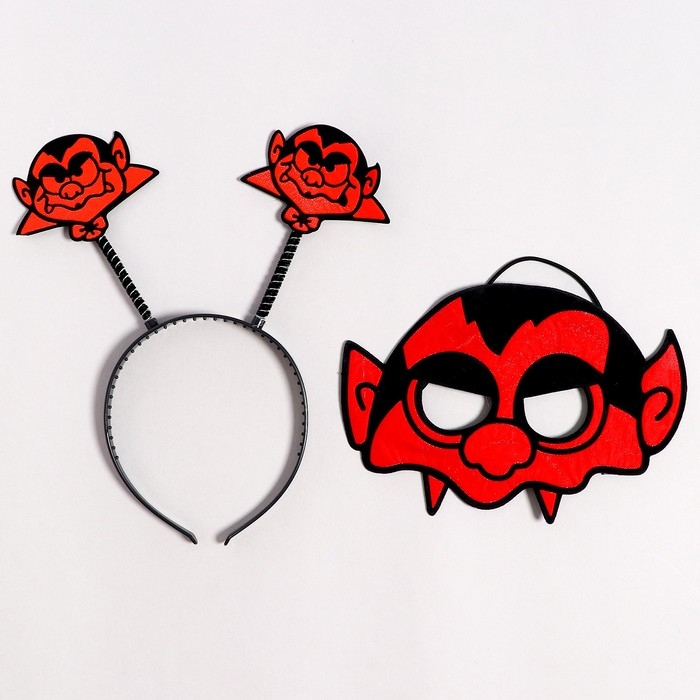 Карнавальный набор «Страх», 2 предмета: ободок, маска Карнавальный набор «Страх», 2 предмета: ободок, маска